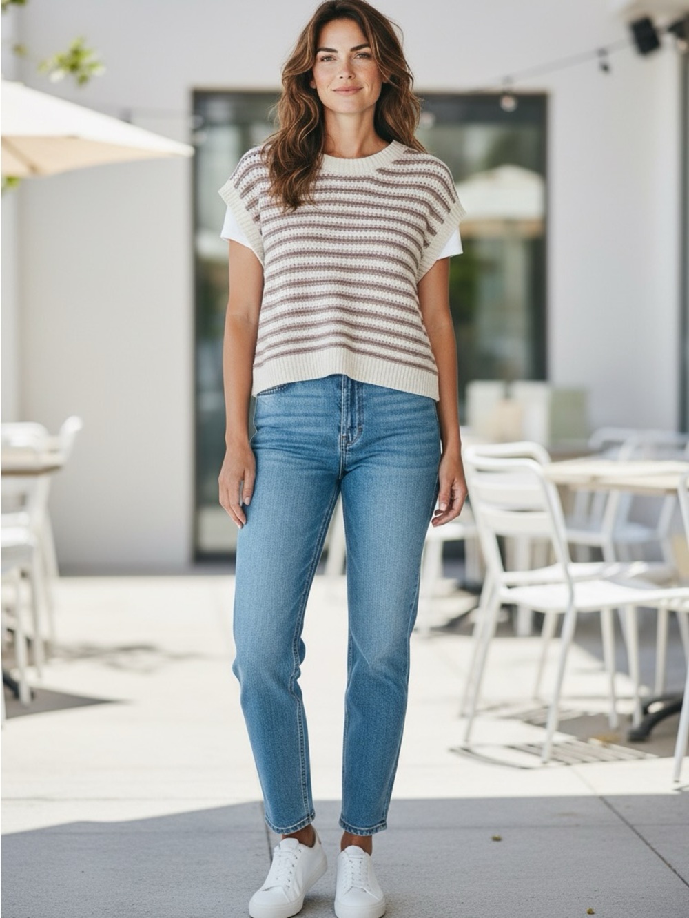 striped knitted sweater vest